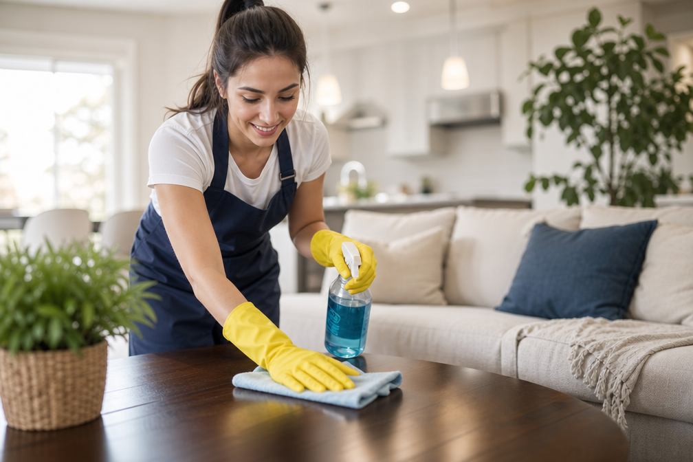 Regular home cleaning in progress
